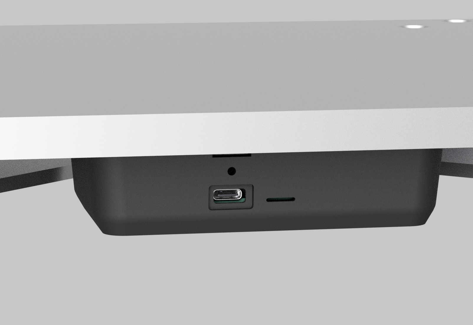 USB connector and LED indicator location